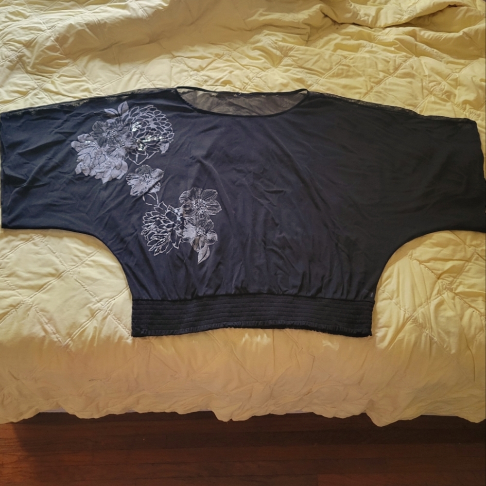 Elegant Black Floral Women's Top